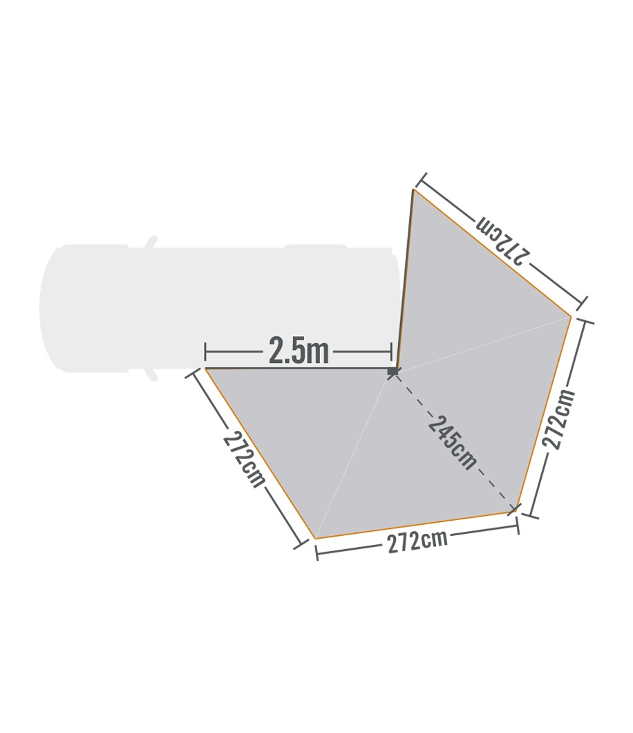 Tuatara 270° 2.5m Self-Supporting Awning plan view